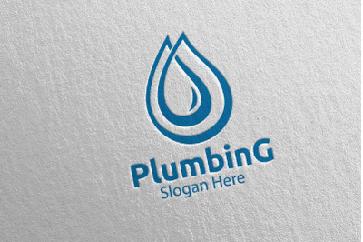 Plumbing Logo with Water and Fix Home Concept 56