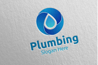 Infinity Plumbing Logo with Water and Fix Home Concept 58