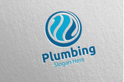 Global Plumbing Logo with Water and Fix Home Concept 59