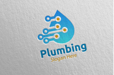 Plumbing Logo with Water and Fix Home Concept 62