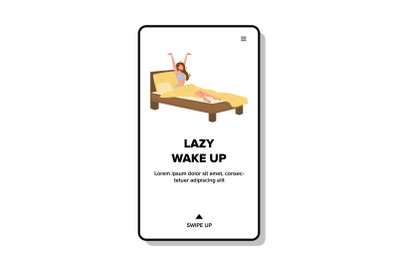 Lazy Wake Up Morning Woman In Cozy Bed Vector