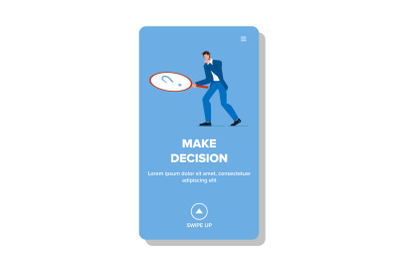 Make Decision Businessman With Magnifier Vector