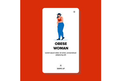 Obese Woman Sad Depressed Weight Problem Vector