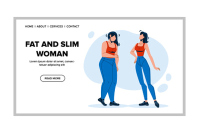 Fat And Slim Woman Figure Before And After Vector