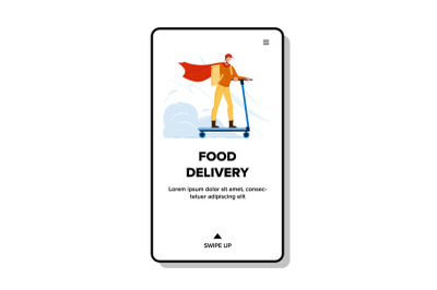 Food Delivery Service Worker Riding Scooter Vector