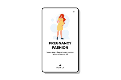 Pregnancy Fashion Woman Hugging Abdomen Vector