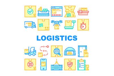 Logistics Service Collection Icons Set Vector Illustrations