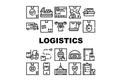 Logistics Service Collection Icons Set Vector Illustrations