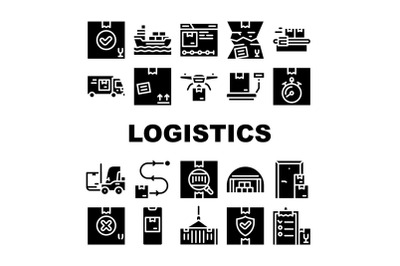 Logistics Service Collection Icons Set Vector Illustrations