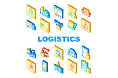 Logistics Service Collection Icons Set Vector Illustrations