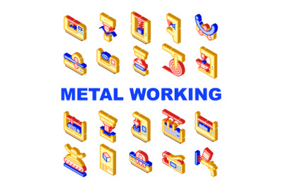 Metal Working Industry Collection Icons Set Vector