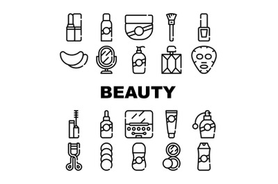 Beauty Salon Accessory Collection Icons Set Vector