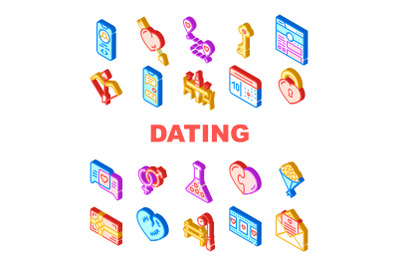 Dating Love Romantic Collection Icons Set Vector