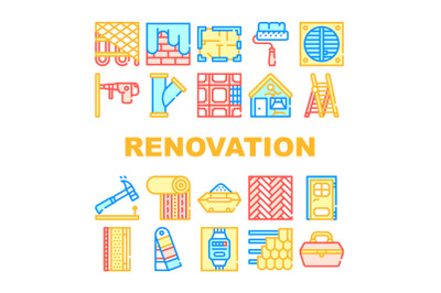 Renovation Home Repair Collection Icons Set Vector