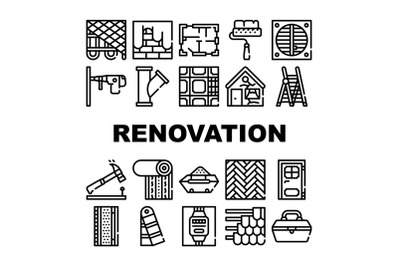 Renovation Home Repair Collection Icons Set Vector