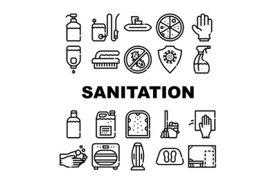 Sanitation Accessories Collection Icons Set Vector Illustrations