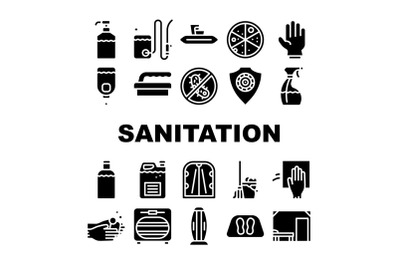 Sanitation Accessories Collection Icons Set Vector Illustrations