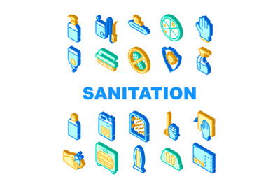 Sanitation Accessories Collection Icons Set Vector Illustrations