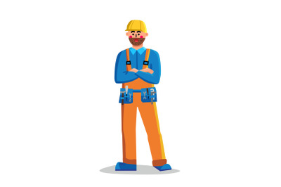 Foreman Building Worker Man Crossed Arms Vector