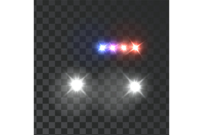 Illuminated Police Car Light Lamp And Siren Vector