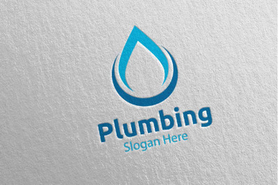 Plumbing Logo with Water and Fix Home Concept 66