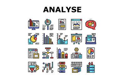 Analyze Infographic Collection Icons Set Vector