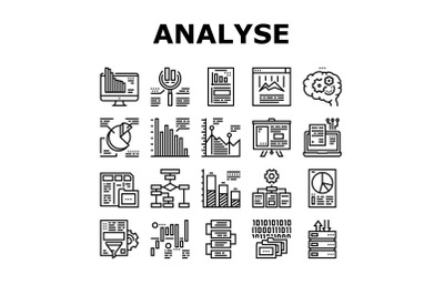 Analyze Infographic Collection Icons Set Vector