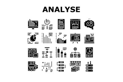 Analyze Infographic Collection Icons Set Vector