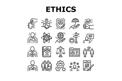 Business Ethics Moral Collection Icons Set Vector