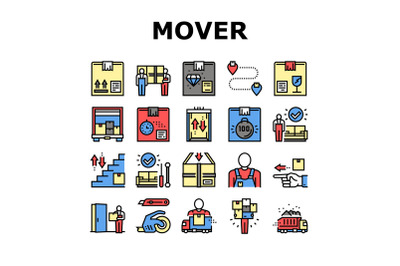 Mover Express Service Collection Icons Set Vector