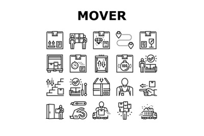 Mover Express Service Collection Icons Set Vector