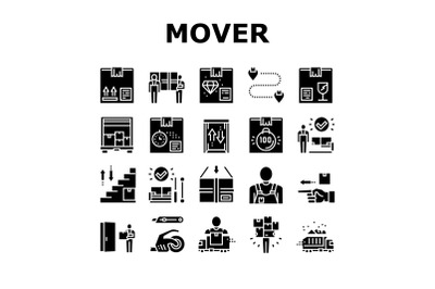 Mover Express Service Collection Icons Set Vector