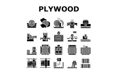 Plywood Production Collection Icons Set Vector