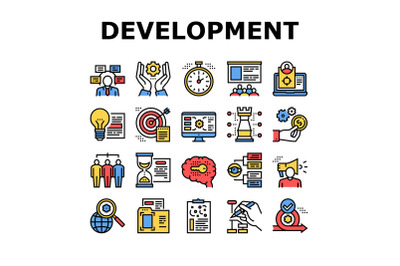 Project Development Collection Icons Set Vector