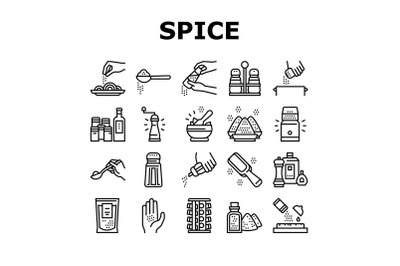 Spice Condiment Herb Collection Icons Set Vector