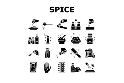 Spice Condiment Herb Collection Icons Set Vector