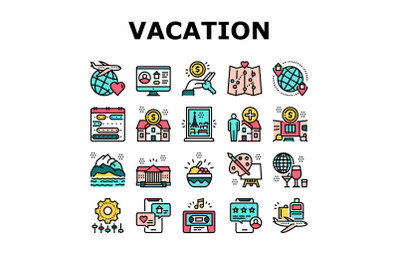 Vacation Rentals Place Collection Icons Set Vector