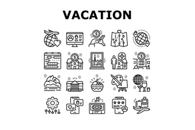 Vacation Rentals Place Collection Icons Set Vector