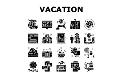 Vacation Rentals Place Collection Icons Set Vector