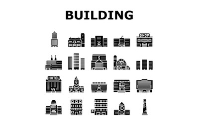 Building Architecture Collection Icons Set Vector