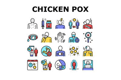 Chicken Pox Disease Collection Icons Set Vector