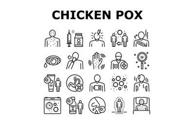 Chicken Pox Disease Collection Icons Set Vector