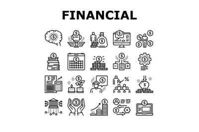 Financial Education Collection Icons Set Vector