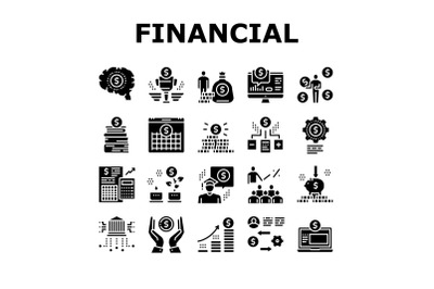 Financial Education Collection Icons Set Vector