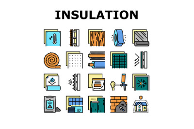 Insulation Building Collection Icons Set Vector