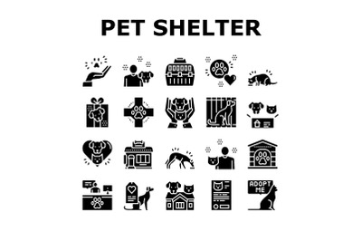 Animal Pet Shelter Collection Icons Set Vector