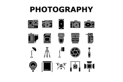 Photography Device Collection Icons Set Vector