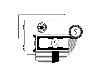 Safe money deposit box line icon