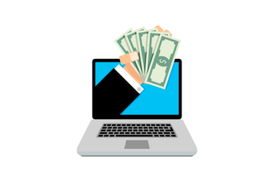 Loan online, hand with money