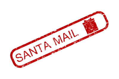 Santa claus mail rubber stamp with giftbox